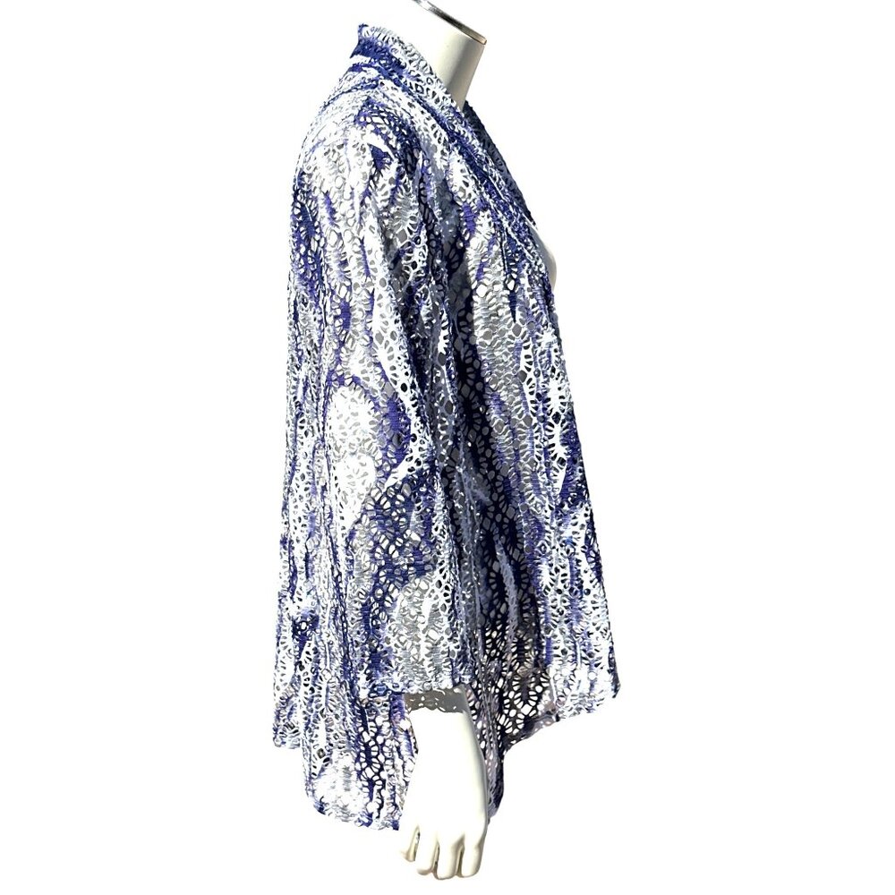 Chicos Traveler Collection Open Front Net Cover Up Elegant Breezy Layering Piece - Picture 11 of 11